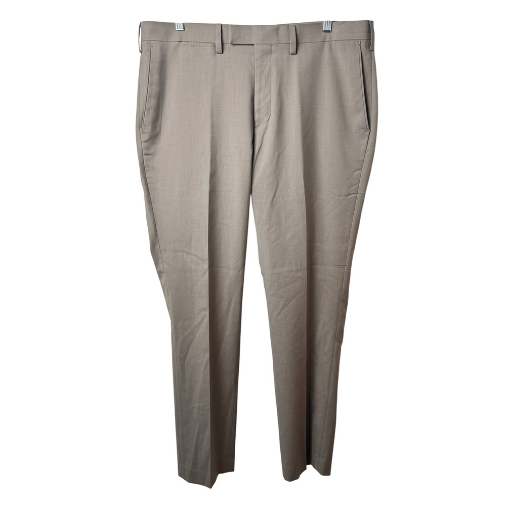 Louis Raphael‎ Dress Pants Mens 38x32 Tan Luxe Slim Fit Wool Blend Trousers